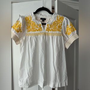 J.Crew White and Yellow peasant top size M